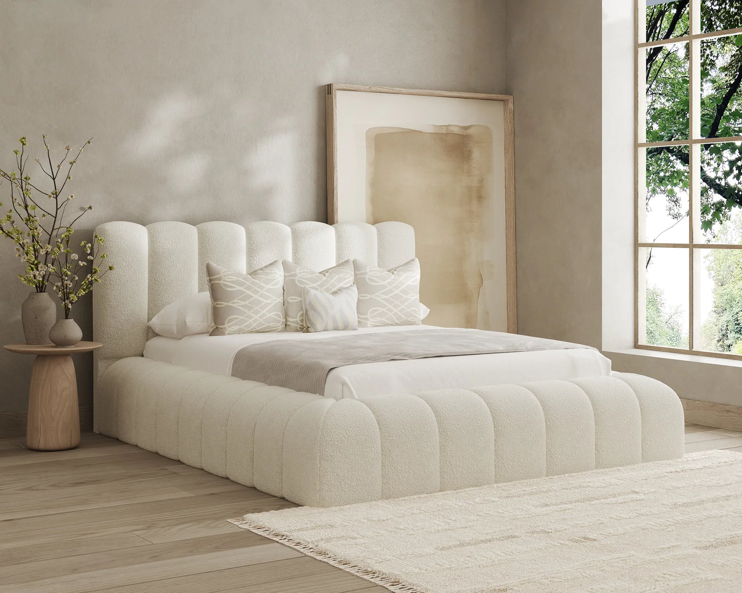 Marshmallow Boucle Bed Frame