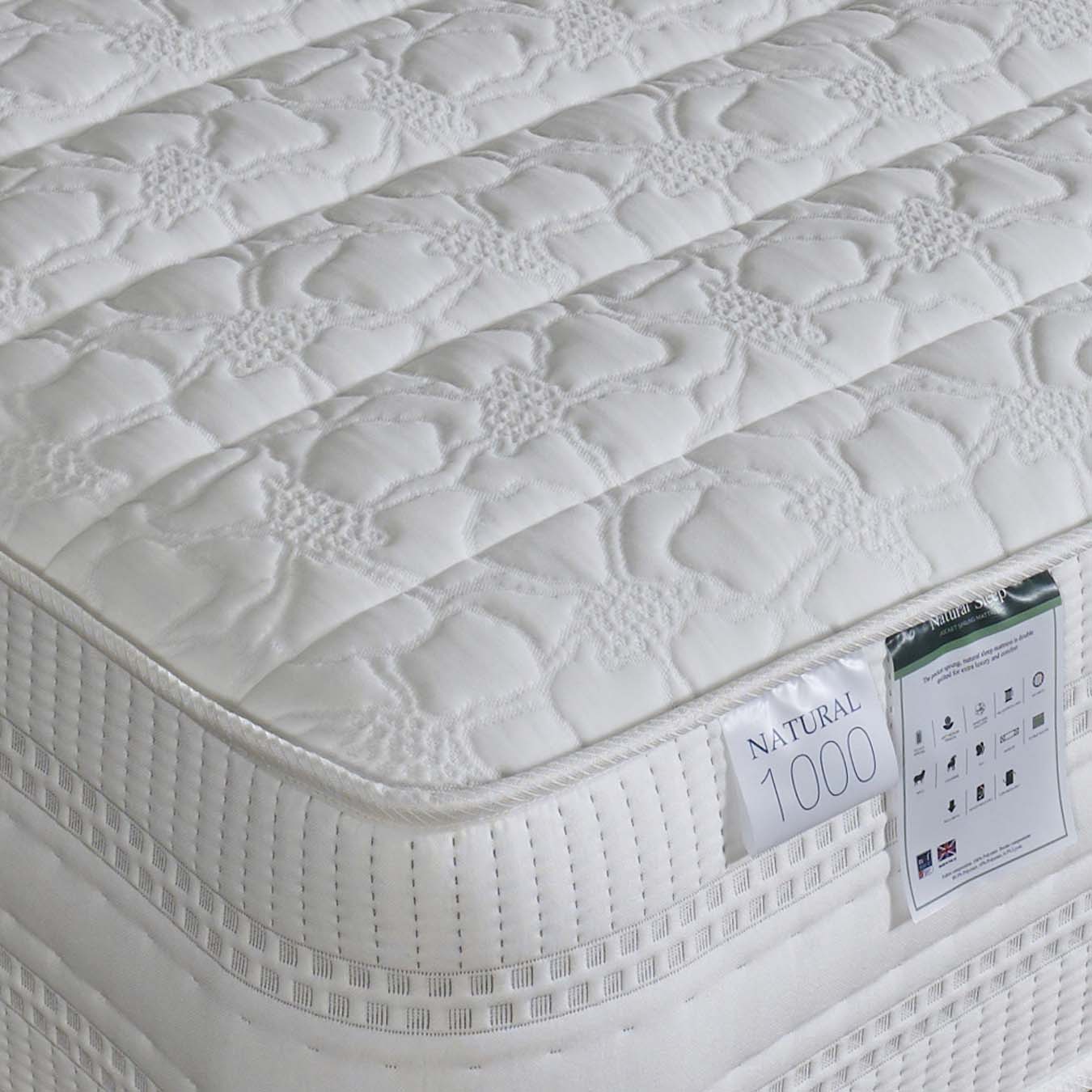 Natural Sleep 1000/2000 Pocket Spring Wool & Silk Mattress (Medium) (Soft) (Firm)