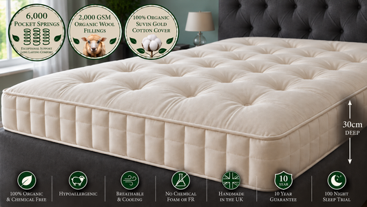 100% Organic Wool & Suvin Organic Gold Cotton Hand Tufted Ultra 6000 Mattress