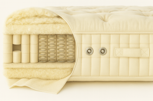 100% Organic Wool & Suvin Organic Gold Cotton Hand Tufted 3000 Air Suspension Pocket Spring Mattress