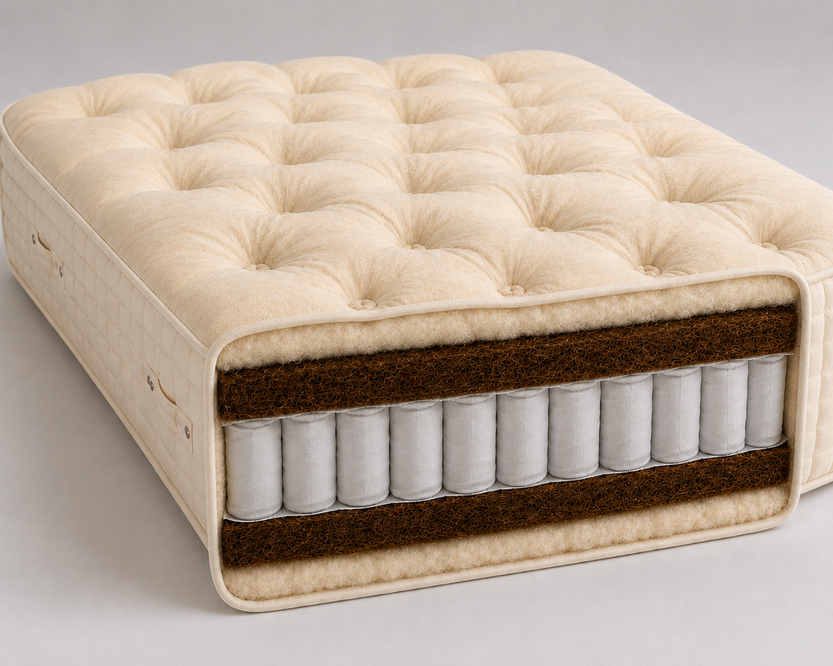 100% Organic Suvin Gold Cotton Coco Hair & Wool 3000 Pocket Spring Mattress