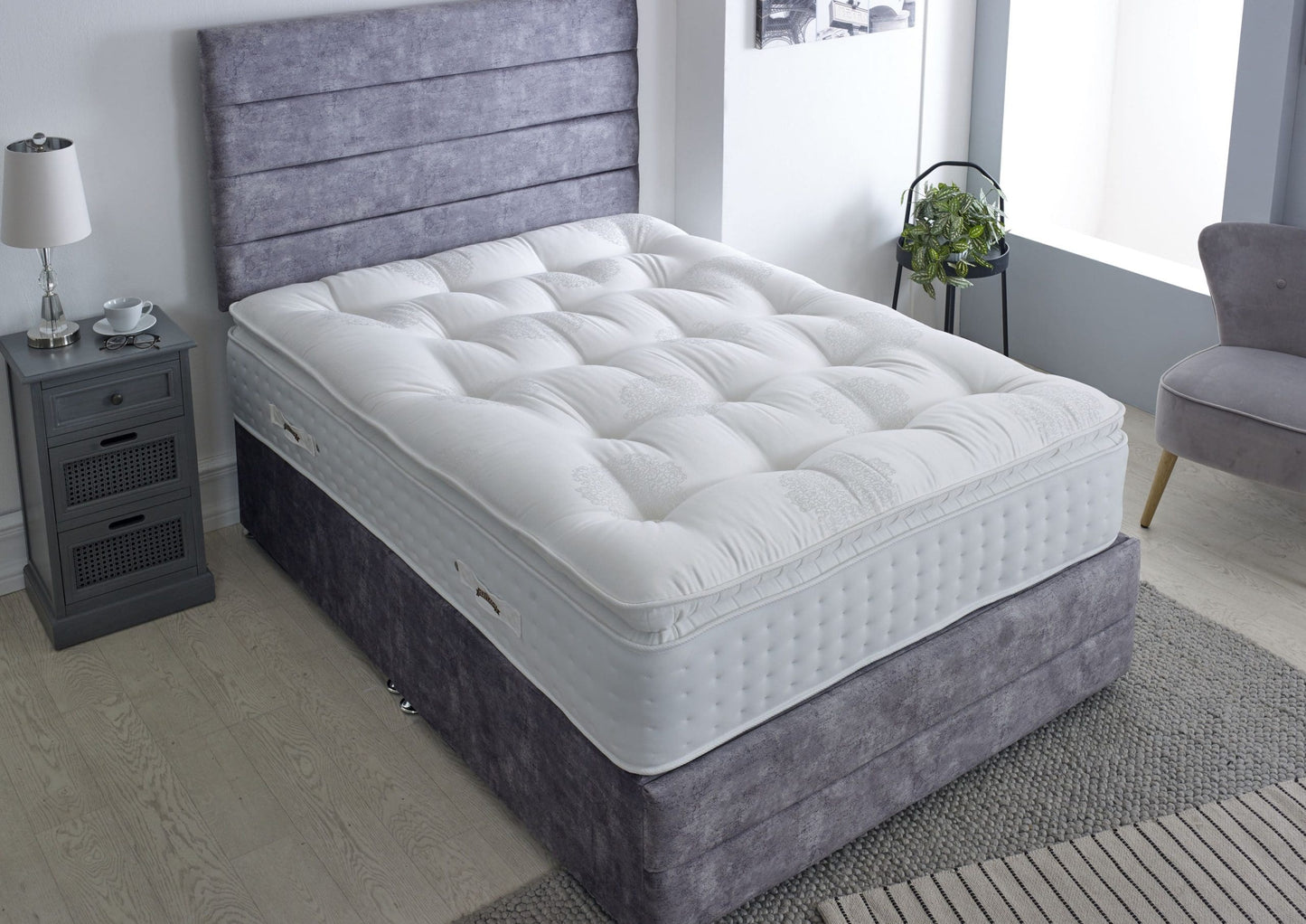 Natural Deluxe 6000 Pocket Spring Wool Cashmere Silk Cotton Mattress (Medium To Firm)