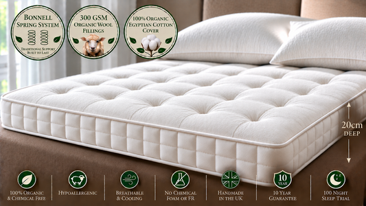 100% Organic 'Slim Jim' Cotton & Wool Bonnel Spring  Mattress