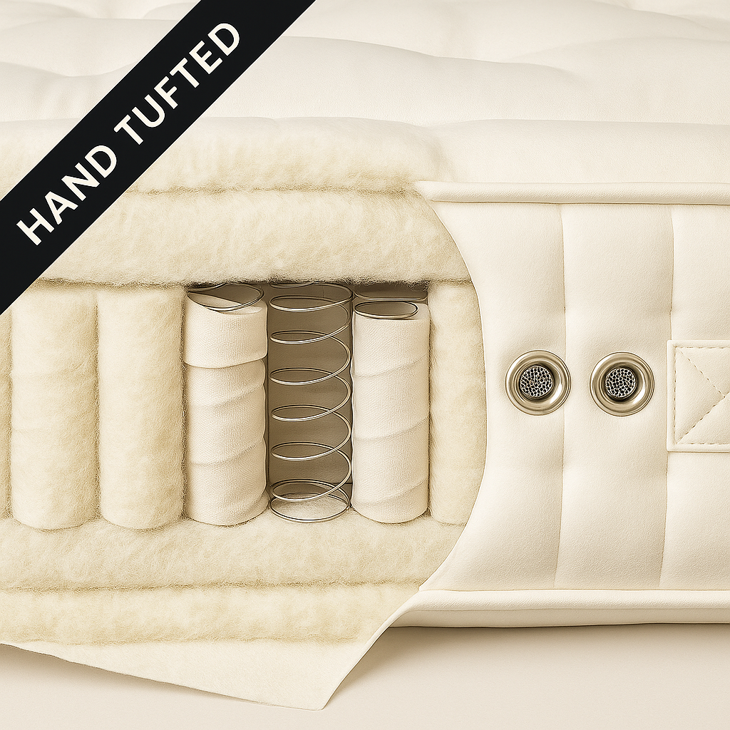 100% Organic Wool & Cotton 2000 Pocket Spring Hand Tufted Mattress