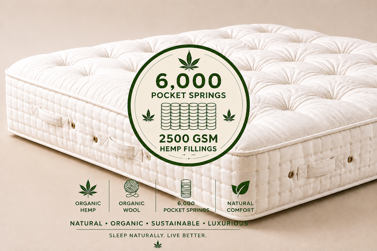 100% Organic Hemp 6000 Pocket Spring Egyptian Cotton Mattress