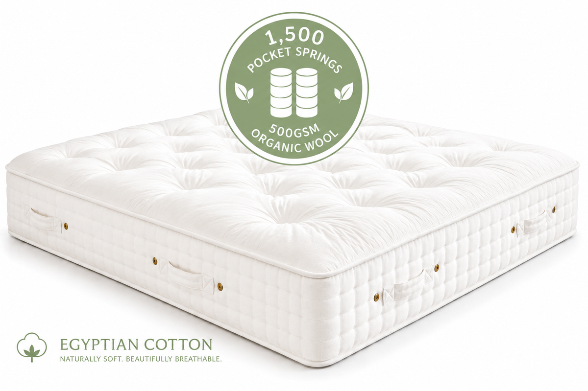 100% Organic Wool & Cotton Handtufted 1500 Pocket Spring Mattress